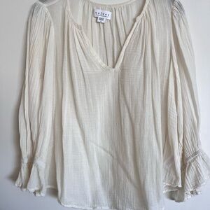 Velvet by Graham and Spencer Cream Blouse with Bishop Sleeves